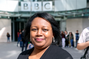 Malorie Blackman at the BBC studio