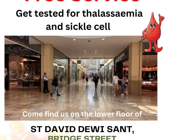 event poster : get tested for thalassaemia and sickle cell in Cardiff